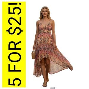 Sundress Abstract Colorful Tie Dye Hankerchief Hem Dress on Sale 5 for $25